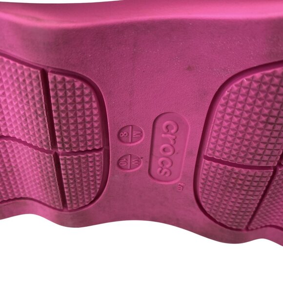Crocs Pink Platform Slide Sandals Triple Straps Cushioned Sole Size 10 - Picture 8 of 8
